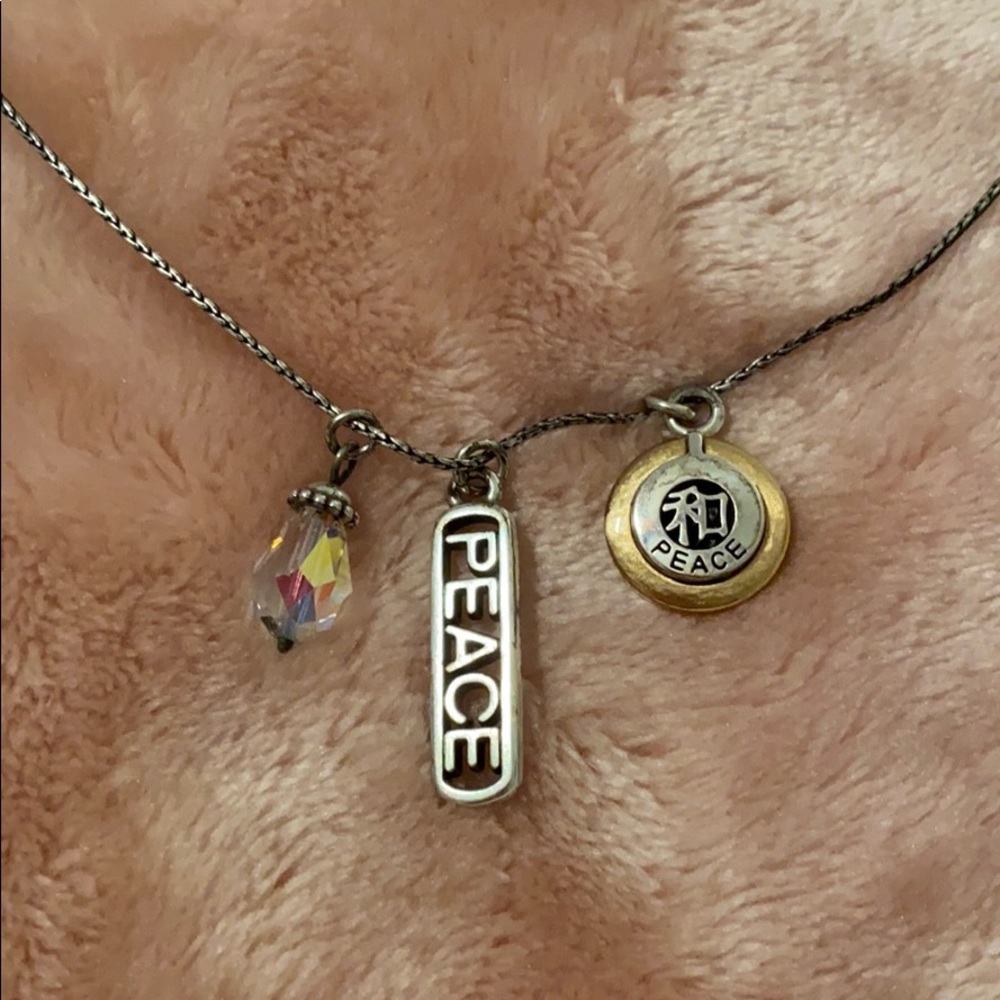 Silver peace necklace with Chrystal